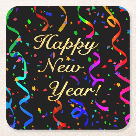 DESSOUS-DE-VERRE CARRÉ EN PAPIER "HEUREUX NOUVEL AN !" (Devant)