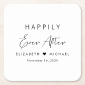 Dessous-de-verre Carré En Papier Heureux toujours après Mariage (Devant)