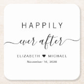 Dessous-de-verre Carré En Papier Heureux toujours après Mariage (Devant)