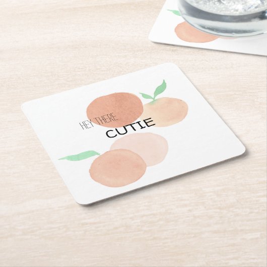 Dessous-de-verre Carré En Papier Hey, Cutie Orange (Incliné)