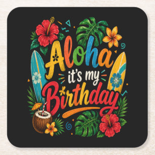 Dessous-de-verre Carré En Papier Hibiscus Aloha Anniversaire Hawaï