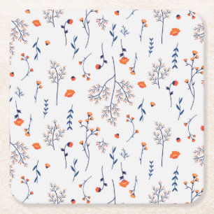 Dessous-de-verre Carré En Papier Hibiscus Aquarelle Botanique Floraison transparent