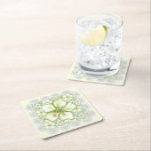 Dessous-de-verre Carré En Papier Hibiscus & dentelle BLANC (En situation)