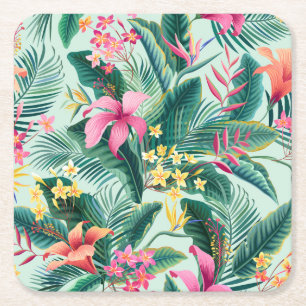 Dessous-de-verre Carré En Papier Hibiscus tropicaux : Motif Floral sans joint