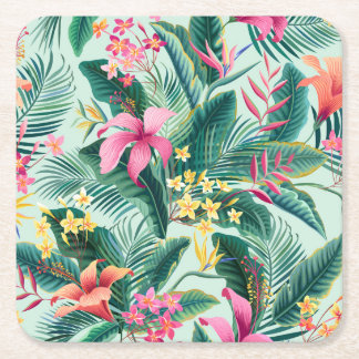 Dessous-de-verre Carré En Papier Hibiscus tropicaux : Motif Floral sans joint