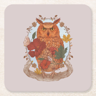Dessous-de-verre Carré En Papier Hibou de la forêt