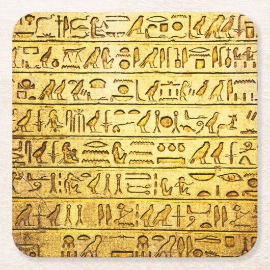 Dessous-de-verre Carré En Papier Hiéroglyphes égyptiens anciens Jaune (Devant)