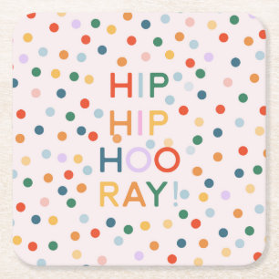 Dessous-de-verre Carré En Papier Hip Hip Hooray Félicitations Grad Birthday