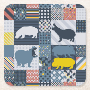 Dessous-de-verre Carré En Papier Hippopotames