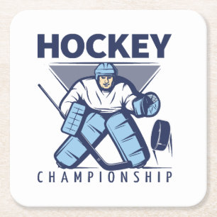 Dessous-de-verre Carré En Papier Hockey drôle