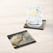 Dessous-de-verre Carré En Papier Hokusai - Garçon regardant le Mont Fuji - QR Code (En situation)