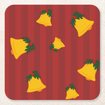 Holiday Red Gold Stripe Bells Christmas