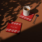 Dessous-de-verre Carré En Papier hollies blanches en rouge - Dieu Jul