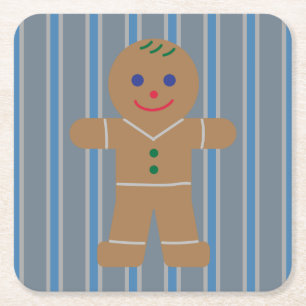 Dessous-de-verre Carré En Papier Homme de pain d'épices amusant et fantaisiste