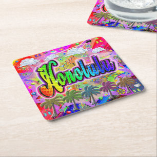 Dessous-de-verre Carré En Papier Honolulu Vista Express Coaster