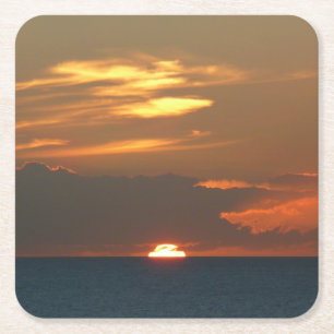 Dessous-de-verre Carré En Papier Horizon Coucher de soleil Colorful Seascape Photog