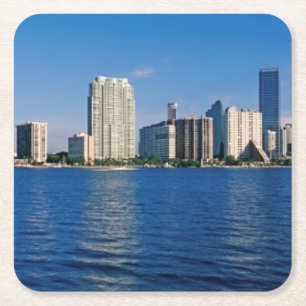 Dessous-de-verre Carré En Papier Horizon de Miami, la Floride