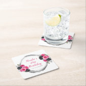 Dessous-de-verre Carré En Papier Hot Pink and Silver Elegant Flowers Birthday Party (En situation)