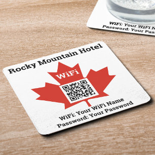 Dessous-de-verre Carré En Papier Hôtel Canadien Wifi Détails Plus Code QR