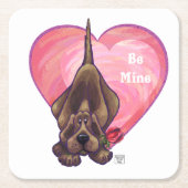 Dessous-de-verre Carré En Papier Hound Dog Valentine's Day (Devant)
