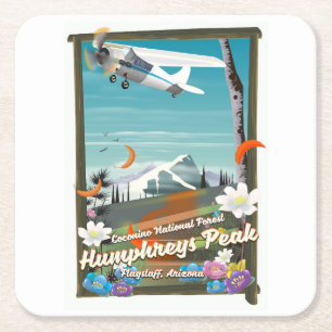 Dessous-de-verre Carré En Papier Humphreys Peak, Humphreys Peak, Flagstaff, Arizona