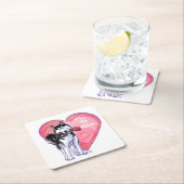 Dessous-de-verre Carré En Papier Husky Valentine's Day (En situation)