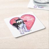 Dessous-de-verre Carré En Papier Husky Valentine's Day (Incliné)