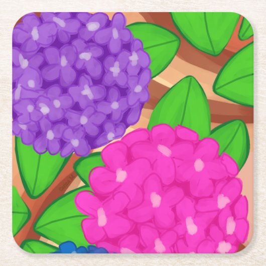 Dessous-de-verre Carré En Papier Hydrangeas (Devant)