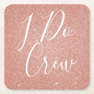 Dessous-de-verre Carré En Papier I Do Crew Parties scintillant rose Bachelorette De