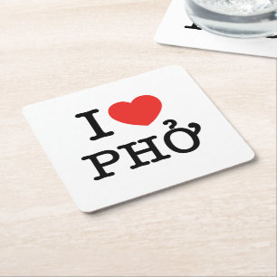 Dessous-de-verre Carré En Papier I Heart (Amour) Pho