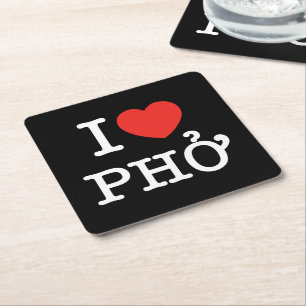 Dessous-de-verre Carré En Papier I Heart (Amour) Pho