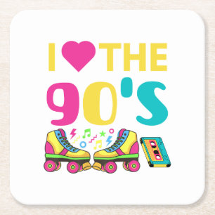 Dessous-de-verre Carré En Papier I Heart Le 90 S, vintage rétro 90s tenue