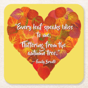 Dessous-de-verre Carré En Papier I Love Automne—Rouge Aspen Leaf Heart 1, Citation 