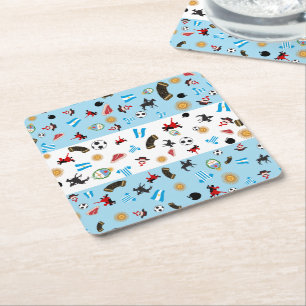 Dessous-de-verre Carré En Papier icônes célèbres de l'Argentine avec le drapeau