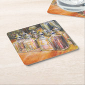 Dessous-de-verre Carré En Papier Idéographie de Lumière dorée (Incliné)