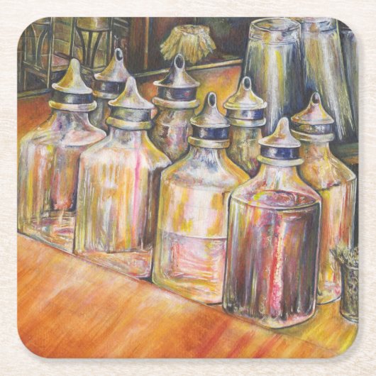 Dessous-de-verre Carré En Papier Idéographie de Lumière dorée (Devant)