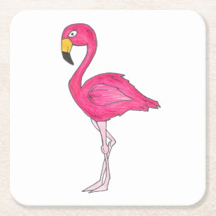 Dessous-de-verre Carré En Papier Ile tropicale Paradise Flamant rose rose chaud Ois