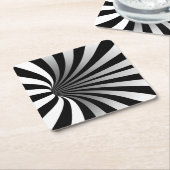 Dessous-de-verre Carré En Papier Illusion optique hypophonique Vortex Noir (Incliné)