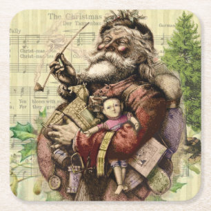Dessous-de-verre Carré En Papier Illustration classique de Thomas Nast du Père Noël