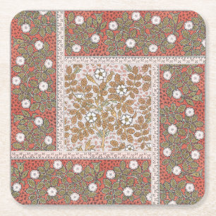 Dessous-de-verre Carré En Papier Illustration d'art de rose sauvage Fleur Vintage