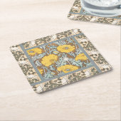 Dessous-de-verre Carré En Papier illustration d'art pavot fleur jaune (Incliné)