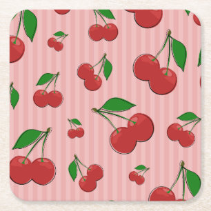 Dessous-de-verre Carré En Papier Illustration de cerises