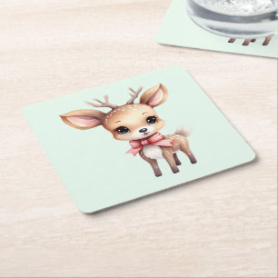Dessous-de-verre Carré En Papier Illustration de dessin animé de cerfs de bébés mig