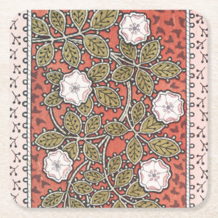 Dessous-de-verre Carré En Papier Illustration de fleur d'art de rose sauvage vintag