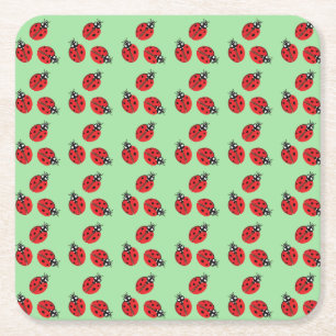 Dessous-de-verre Carré En Papier Illustration de la poule rouge vert clair