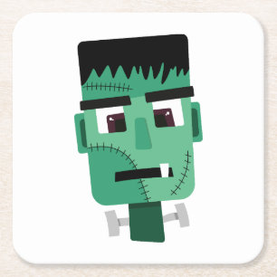 Dessous-de-verre Carré En Papier Illustration du monstre de Frankenstein