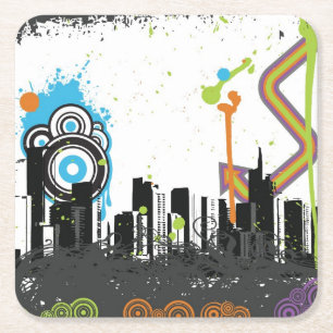 Dessous-de-verre Carré En Papier Illustration d'un paysage urbain sale