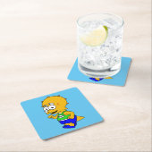 Dessous-de-verre Carré En Papier Illustration D'Un Tricératops Runner. (En situation)