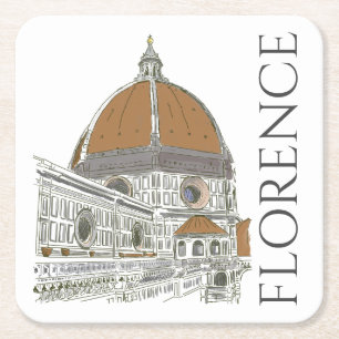 Dessous-de-verre Carré En Papier Illustration Florence Italie stylo et encre