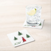 Dessous-de-verre Carré En Papier Illustration Noël hiver neige renard (En situation)